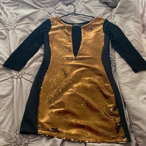 BeBe sequin and mesh mini dress.